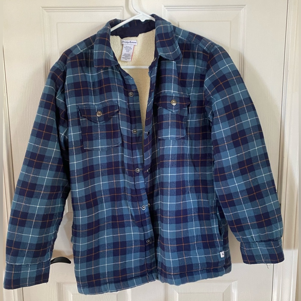 Excellent condition boys Tommy Bahama fleece lined flannel jacket Size XXL 16